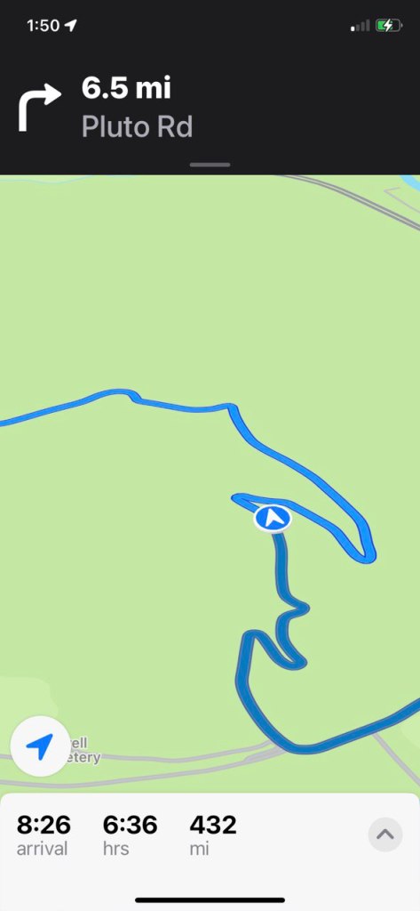 screenshot of a map showing a curvy road